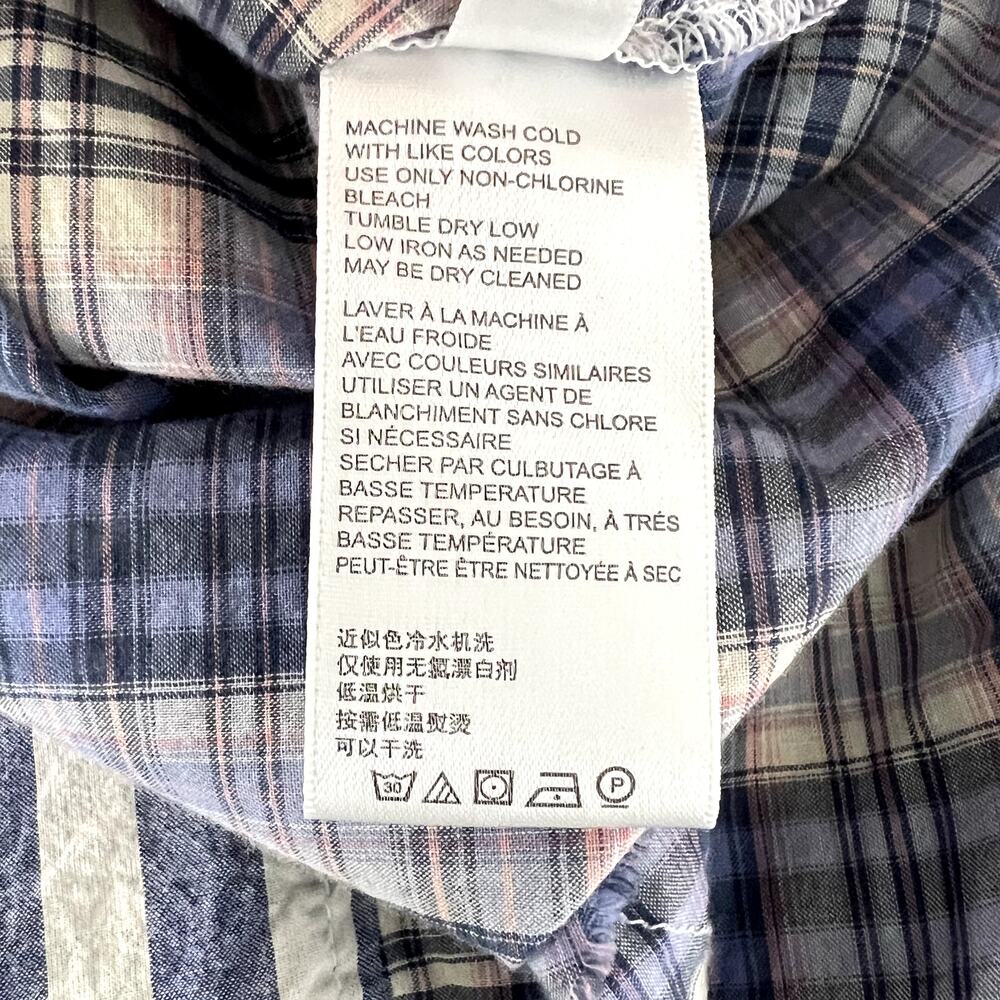 BDG Stevie Spliced Button Down Shirt Short Sleeve Relaxed Blue Womens Small - Picture 11 of 12